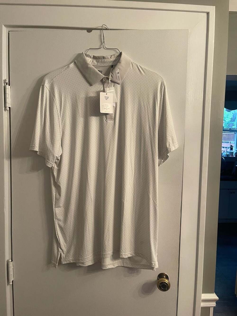 Graham Luxe Fan Out Golf Polo Shirt White/Lt Grey 2XL